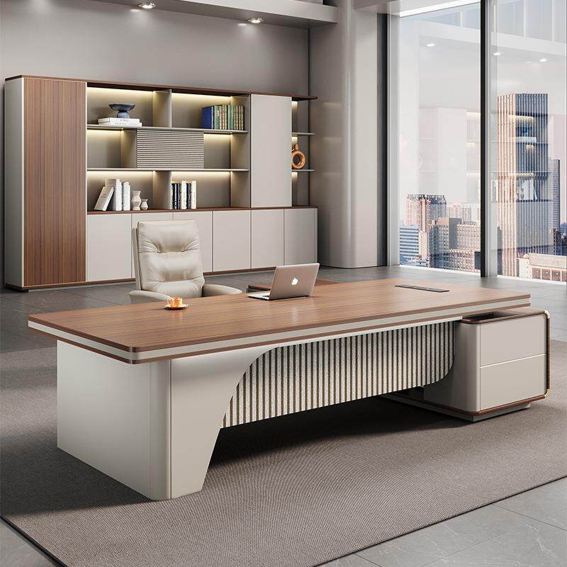 现代轻奢老板桌办公桌简约家具领导总裁桌子大班台经理室桌椅组合
