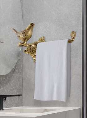 欧式美式法式全铜小鸟墙上装饰毛巾浴巾挂钩置物架样板房浴室挂件