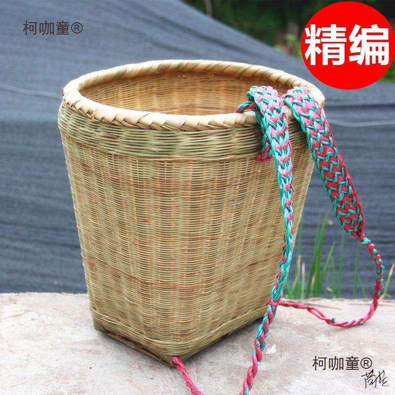 竹编小背箩乡村养蚕卖菜采桑叶景区竹背篓竹编收纳筐藤编背麦太保