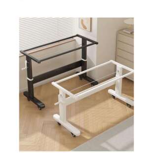 手摇式可升降桌腿小尺寸茶几底座手动可调节小型桌面支架带滑轮