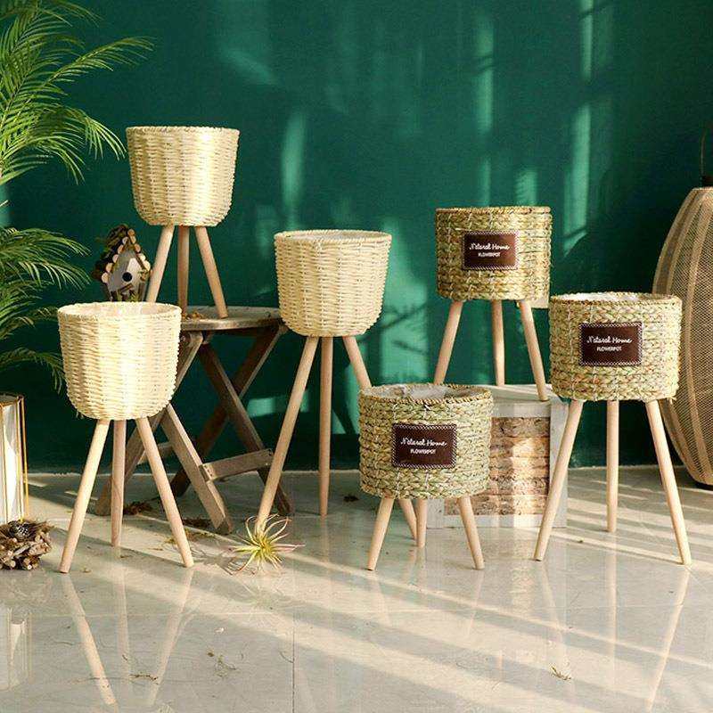 北欧风格创意藤编草编花篮木质高花架落地式室内客厅装饰绿萝,玩具/童车/益智/积木/模型,毛绒/玩偶/公仔/布艺类玩具,淘宝优惠券,粉丝福利购,淘宝优惠卷