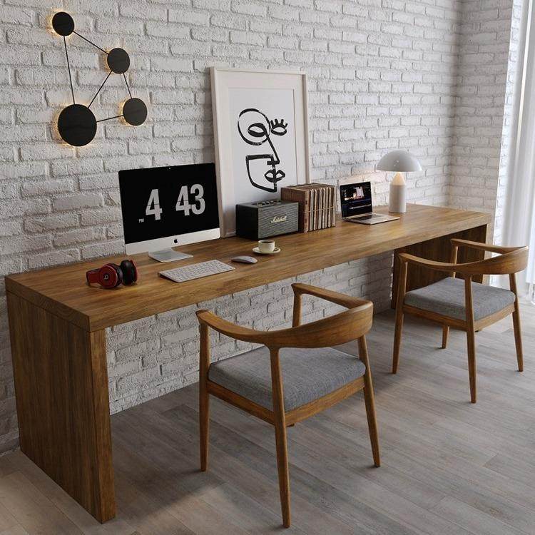 现代简约家用实木办公桌书房双人书桌椅组合小户型设计师工作台