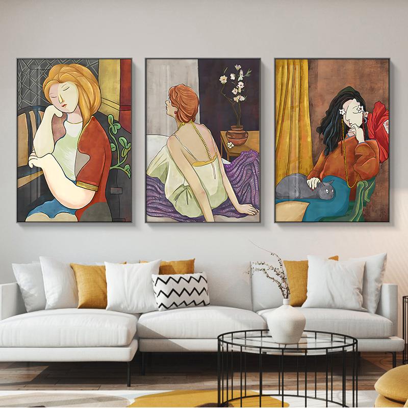 小众轻奢民宿装饰画个性人物客厅餐厅壁画现代北欧玄关卧室挂画