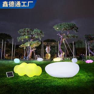 led户外发光石头灯美陈休闲座椅商场排椅休息凳子商场公园坐凳