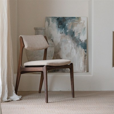 听栖 洛塔椅  中古复古风实木柚木设计师餐椅侘寂风休闲椅扶手