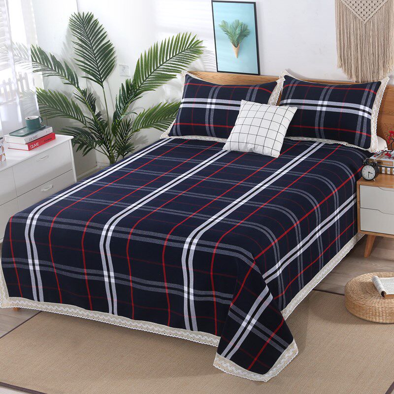 老粗布凉席床单单件三件套空调席套件折叠式单双人加厚亚麻夏凉席