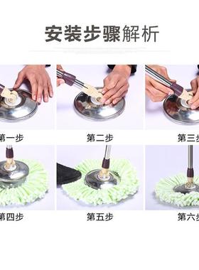 批8双驱字旋转拖把家带轮QLO用懒人免拖手洗把手压式旋转拖把桶套