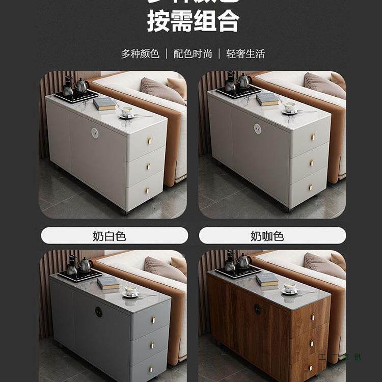新中式沙发边柜侧茶边柜边几客厅茶移动胡桃985木岩板可小几台茶