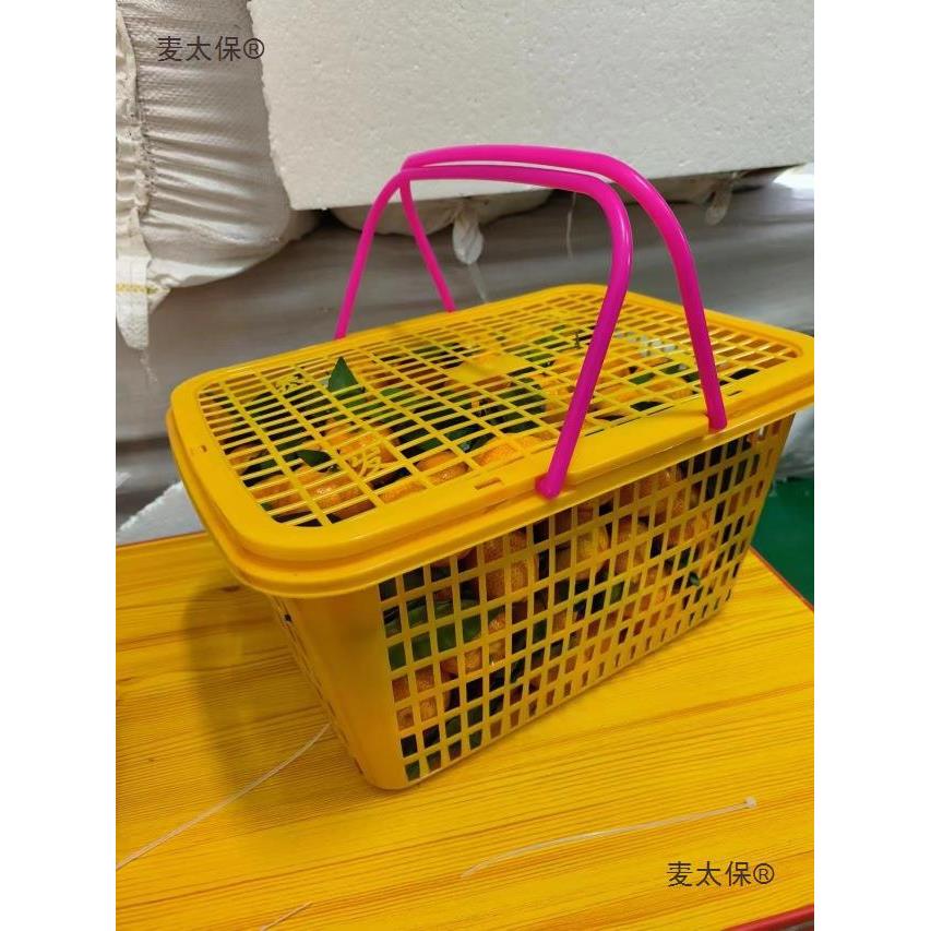 XZO新料砂糖橘篮枇杷圆柑篮子框鸡篮沃塑料送礼手蛋提桂篮带盖麦