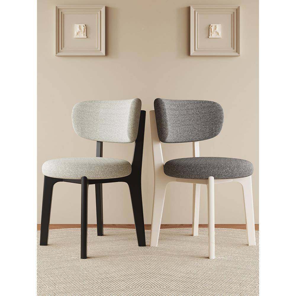 轻奢艺布实木餐椅家用餐厅现代简约餐桌椅子无品牌/靠背感吃椅饭