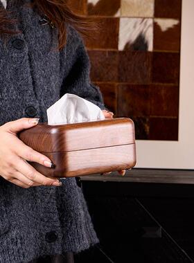 桃木抽纸盒家用桌面纸37136盒巾核收纳中客厅高式档酒店茶桌茶几