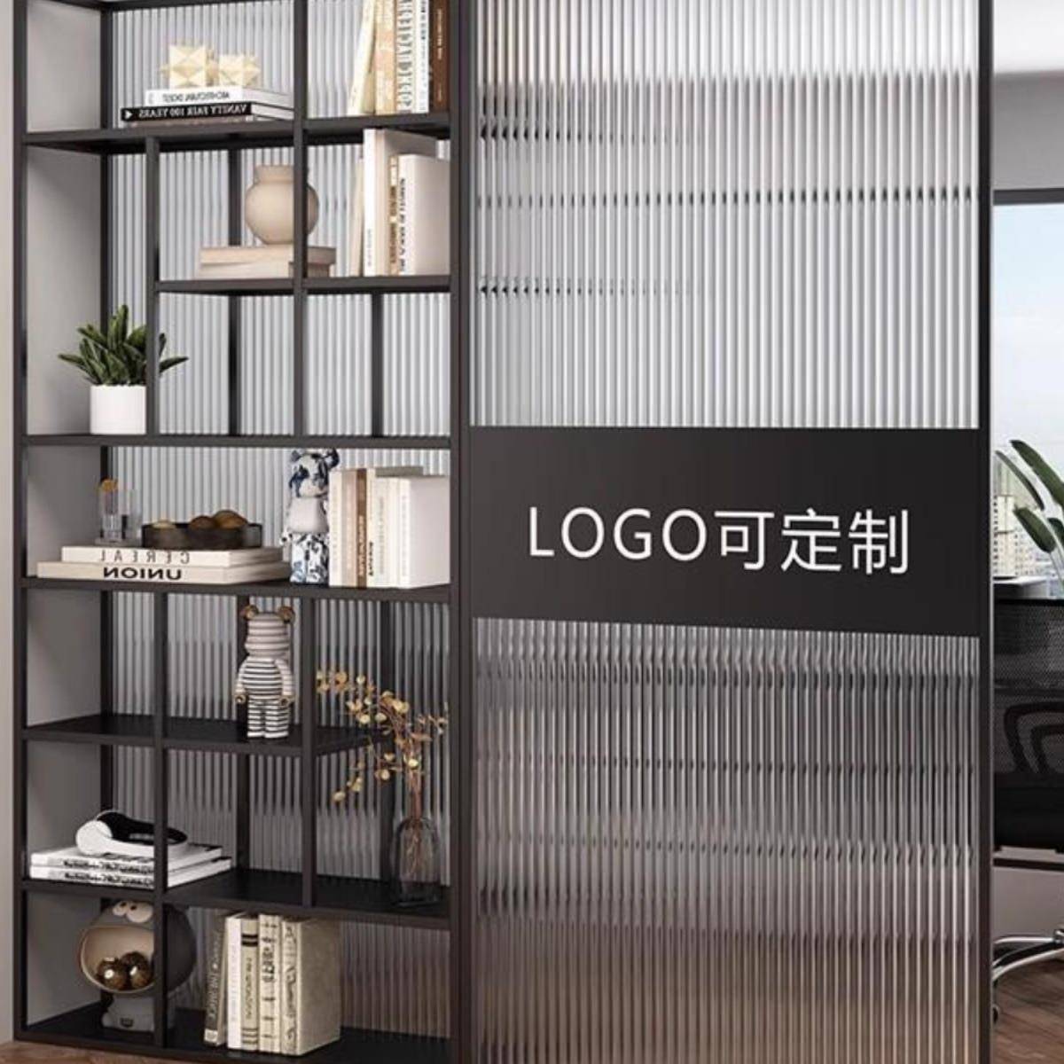 公司前台奖置架屏风进门玄关柜牌54438办公室物入挡户玻璃遮装饰