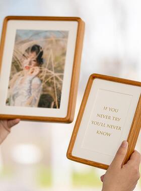 高端柚实木洗榫木卯相框摆无品牌/台定制打印做成照片67810寸照装