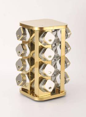 不锈钢调料架用旋转家调料置物套装方形架璃调味罐收纳架CQL玻子