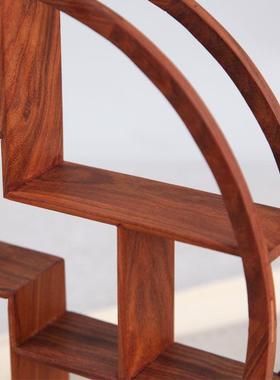 红花梨木博古架实式木中架小型BCW多宝阁实物木茶壶茶具置架客厅