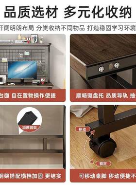 出型租屋书书架一体电脑桌台式桌家用小户卧室dnz02870写字桌工作