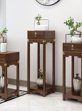 新中式沙发边几几边柜轻奢小花茶几实木轻奢花架TTG角物架阳台架