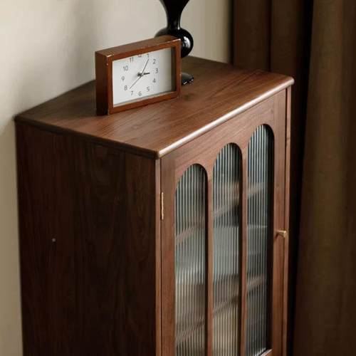 北美黑桃木边柜现代简约日式OZF客展示柜代现胡简厅约日式沙发旁