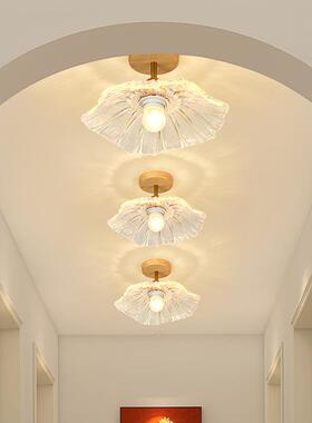 过道灯叶走廊灯复荷吸顶灯帽轻奢胡ZUQ桃木入户门厅玄关衣间阳台