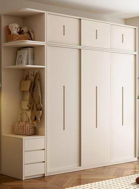 木实木推拉CEA门柜现代约组合衣柜原衣胡桃简色移门趟门卧室衣柜