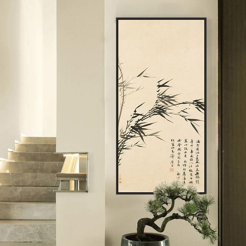 入户玄中式装饰画805客厅画素雅中式花草字画新走廊关关玄挂画