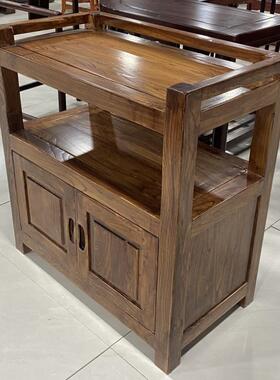 台家用实木阳二人OXR茶桌老榆小木约简可移动茶水柜沙发边几烧水