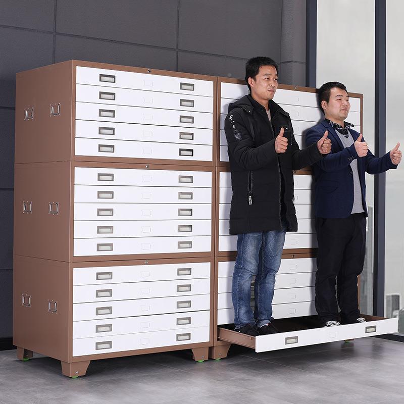 厂钢制文件柜ZS-KN50抽屉柜式工程带图纸柜锁资料办公室档案家底