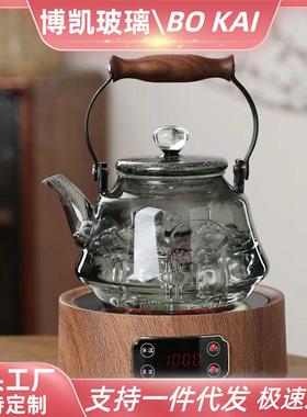 烟灰色玻璃煮茶壶茶水分离煮茶器泡茶壶日式提梁煮茶壶