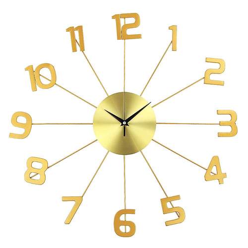 欧式西班牙简约挂钟金色铁艺个性轻奢钟表创意客厅装饰时钟大挂表