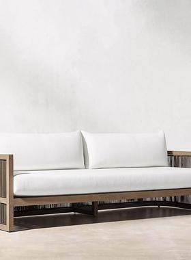 简约户柚木藤21643桌编沙别墅庭院室外客厅实木椅组合休外闲茶几