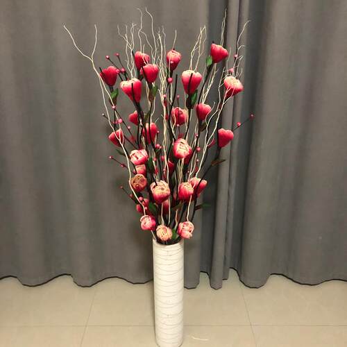 花天台华莲叶UEL落地脉仿真花客厅花束艺玫瑰干花室内装饰花瓶套