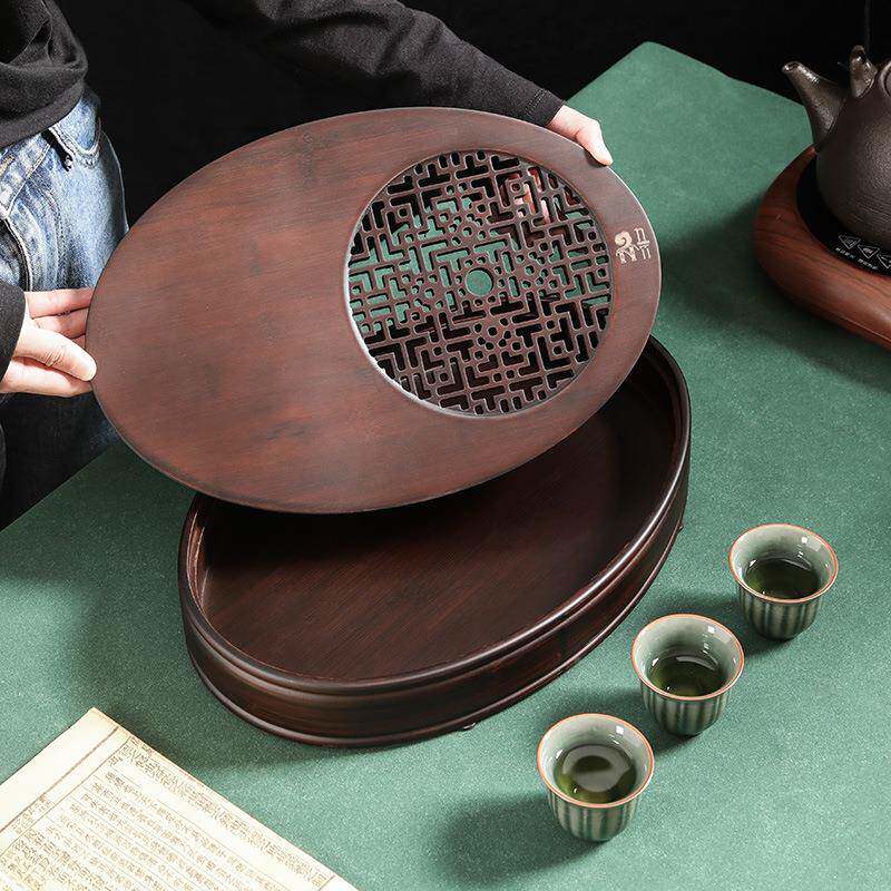 20JVM茶竹25年新款重茶盘家用整原木茶块盘黄花梨黑檀胡桃木小盘