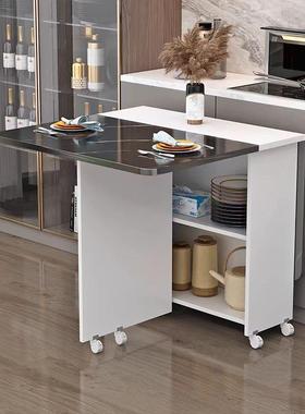 家用折叠餐功小户型可移动带轮长方OVP形薄多能餐超厅桌宿舍吃饭