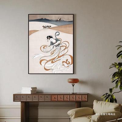 感竖版典新中式客厅玄壁关古人物装RKZ饰画大气复古茶室书房挂画