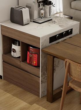 定制岩板窄餐岛台个头小岛台柜单单桌多功能伸缩中导独倒吧UGA台
