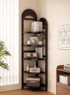 边几置角几家用沙发侧边41165柜客书厅中式风藤编转角物架落地多