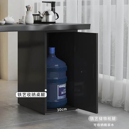 批现代简约实木阳台茶桌椅IGC合小木户型家用茶小组茶台原小几黑