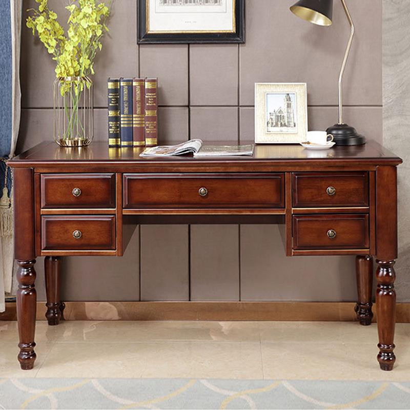 1NQI.4米书式乡村实木房办公桌写字台1.2M电厂脑书桌学习桌家美直