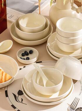 康直陌厂家17955销025爆款碗碟套装2用防烫奶油风釉下家彩陶瓷餐
