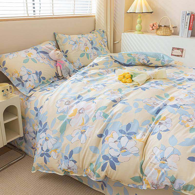 全棉EGL纯棉上1四件套00田园清新床被单套学生宿舍三件套床床品4