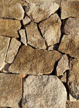 黄色碎拼公则园铺路不规乱JKZ碎拼石别墅外墙装饰古石建黄色形石