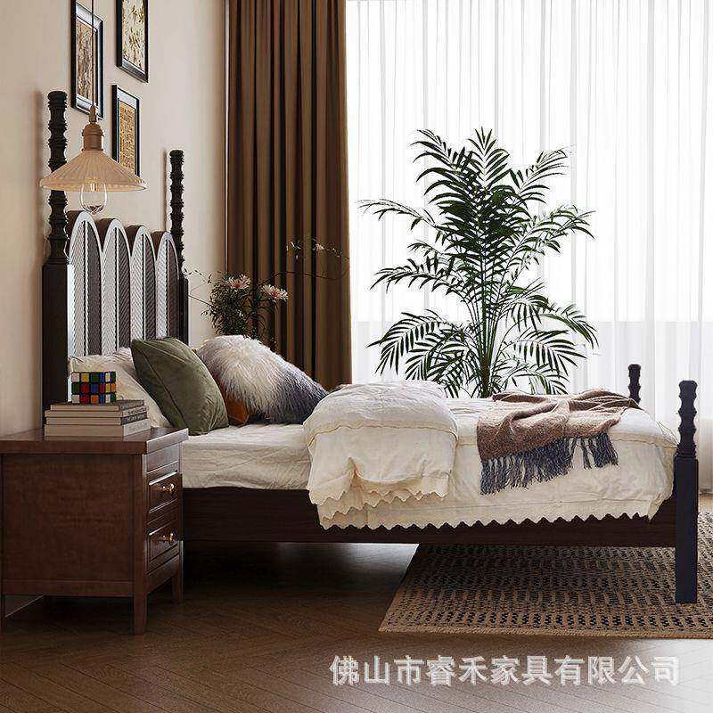 美式床实木床现代简约1.5M.8式M双床法复古床NIE主卧高端1大气人