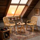 藤真藤藤套椅三件网红民宿餐厅休藤编椅子靠背021椅编桌椅茶几闲