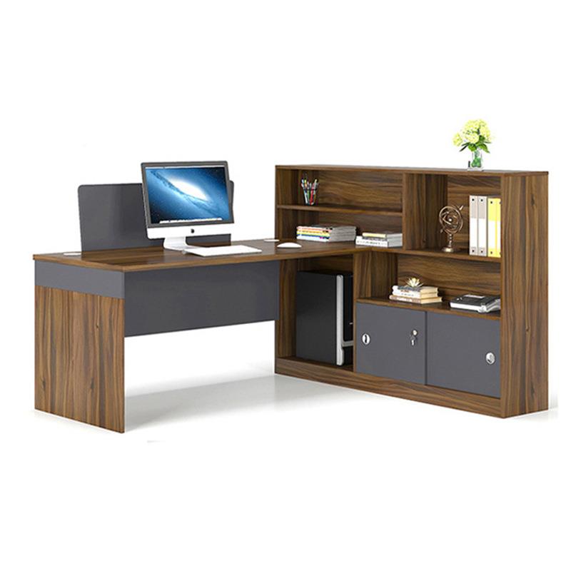 新款财务室桌公电脑办桌商务工工位桌带MIB书柜办桌现代简约桌椅