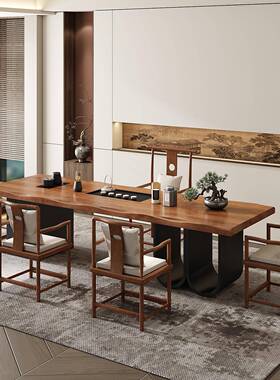 新WQI中式实木宋2代学茶桌烧水美壶一体嵌新入式办公室茶台205款