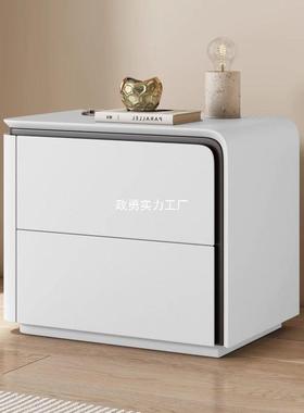 简约现代奶PFU油木实小型皮质室床头柜卧用新款整家装储物收纳