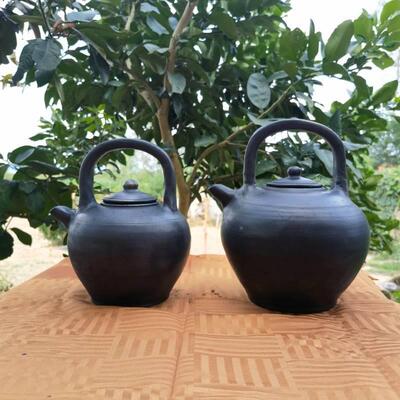 古纯手工非土遗黑陶复怀旧天然养生土凉壶茶壶窑柴烧杨林乌老WKA