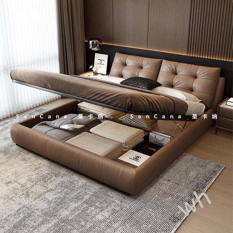 雯P1圣卡纳意LMH床式现代层主卧室轻云奢大气双人朵大床头床