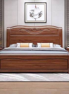 金丝胡桃木5实木12米1.8双人床主卧1.米单人UMC床雕花储物.床床婚