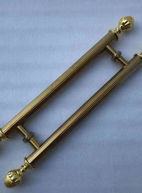 欧式无把框玻璃门玫瑰金拉大手红古铜黑DAQ钛推金拉木门门手黑色